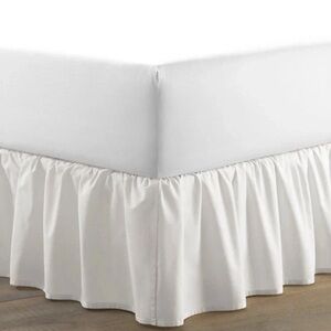 Laura Ashley ~ QUEEN White Ruffled Bedskirt ~ 100% Cotton ~ Machine Washable